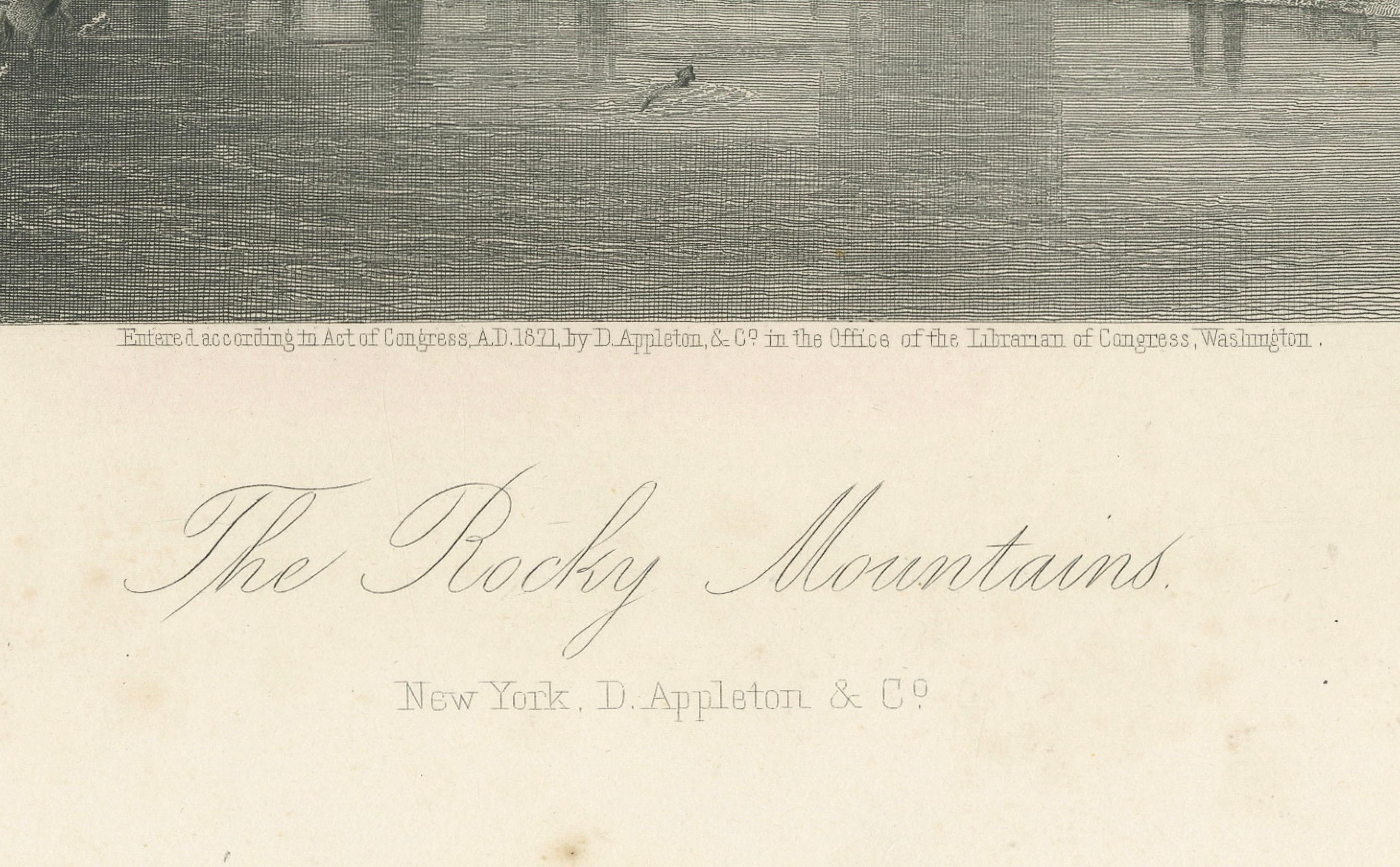 The Rocky Mountains, Western Frontier Landscape – Antique Engraving, ca.1873