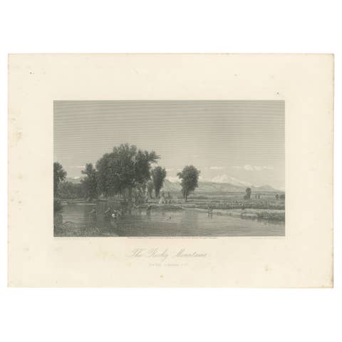 The Rocky Mountains, Western Frontier Landscape – Antique Engraving, ca.1873