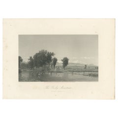 Las Montañas Rocosas, paisaje fronterizo del Oeste - Grabado antiguo, ca.1873