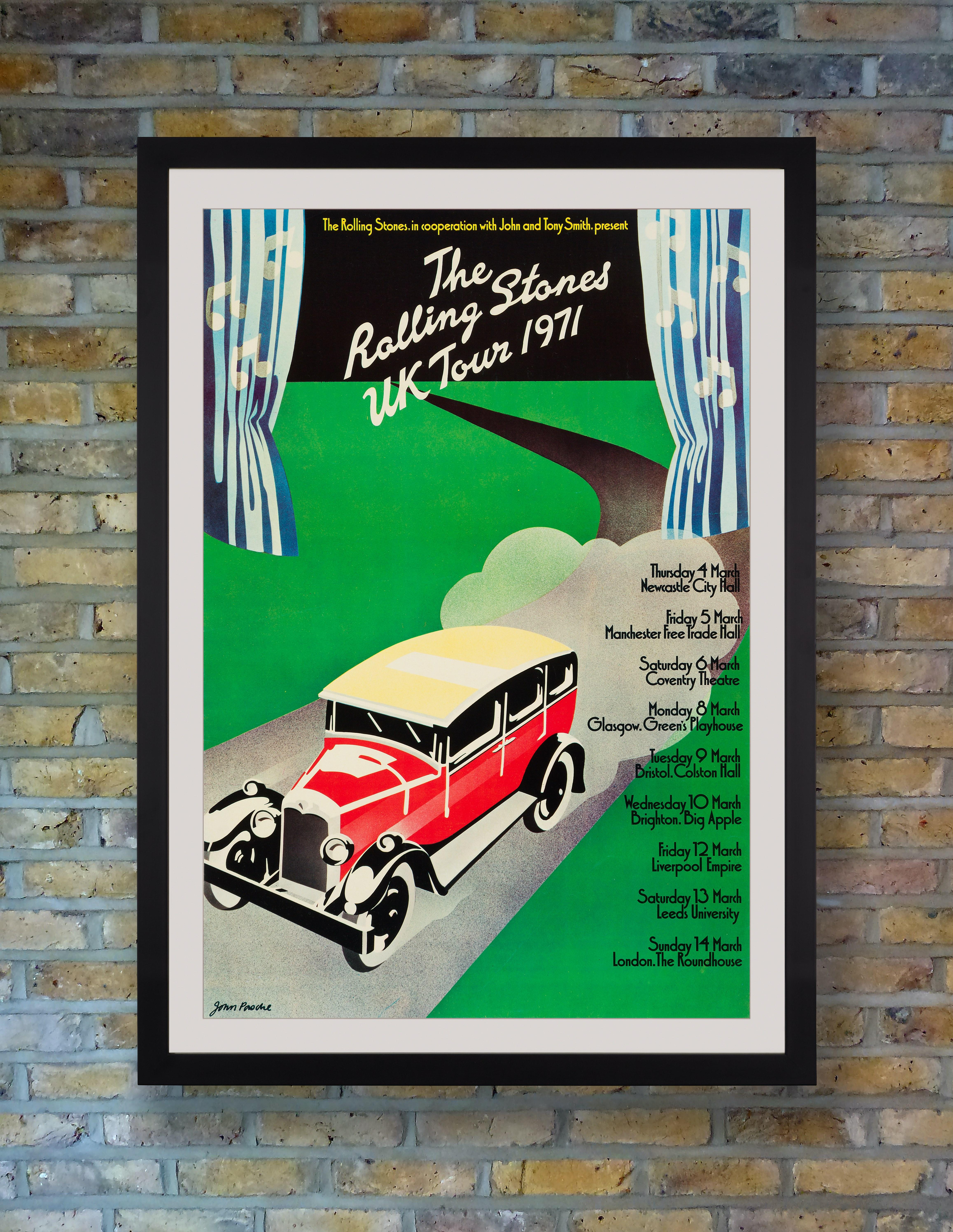 A rare original tour poster printed to promote the Rolling Stones 1971 UK Tour, otherwise known as the 