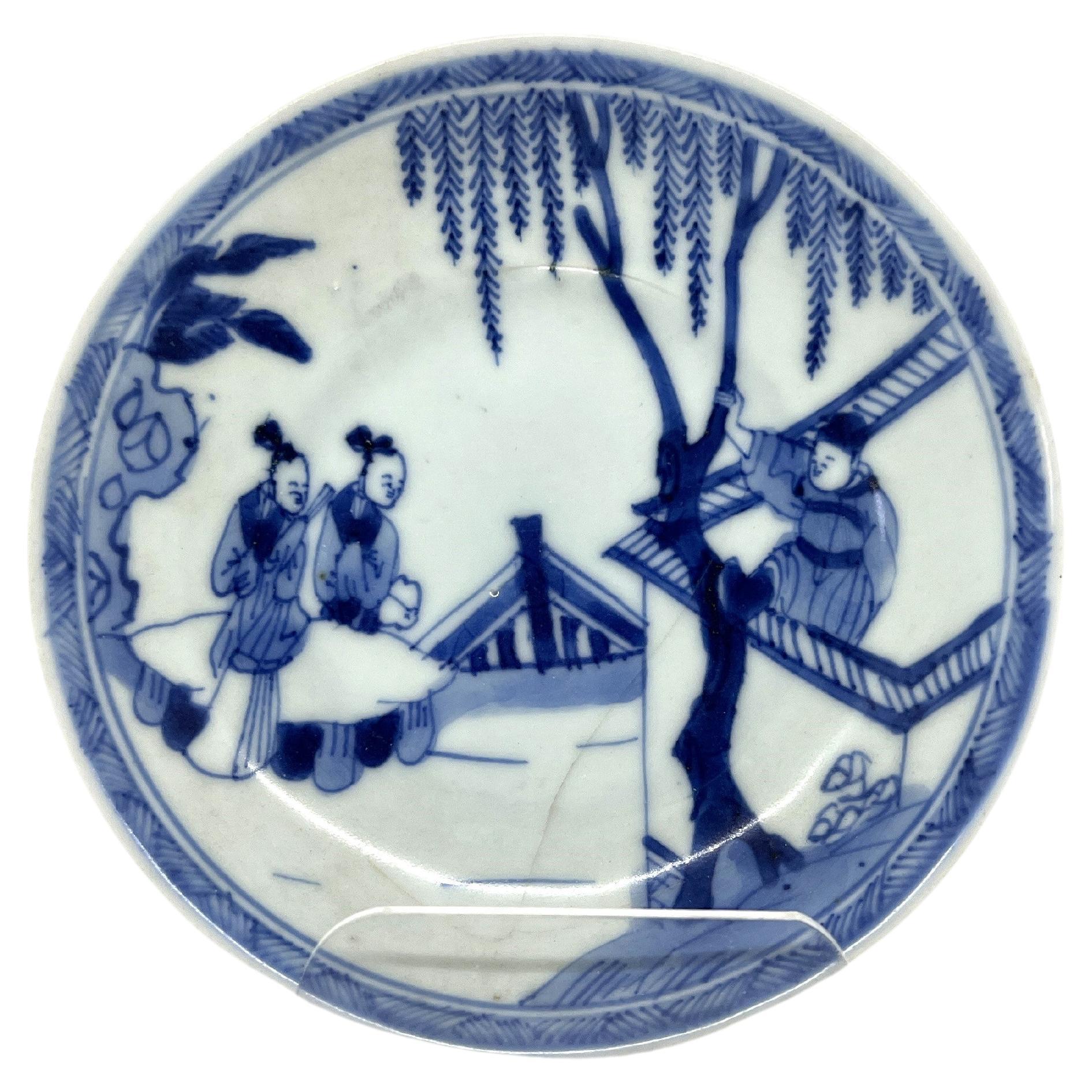 The Romance of the Western Chamber Saucer, Qing Dynasty, Yongzheng Era c 1725 For Sale