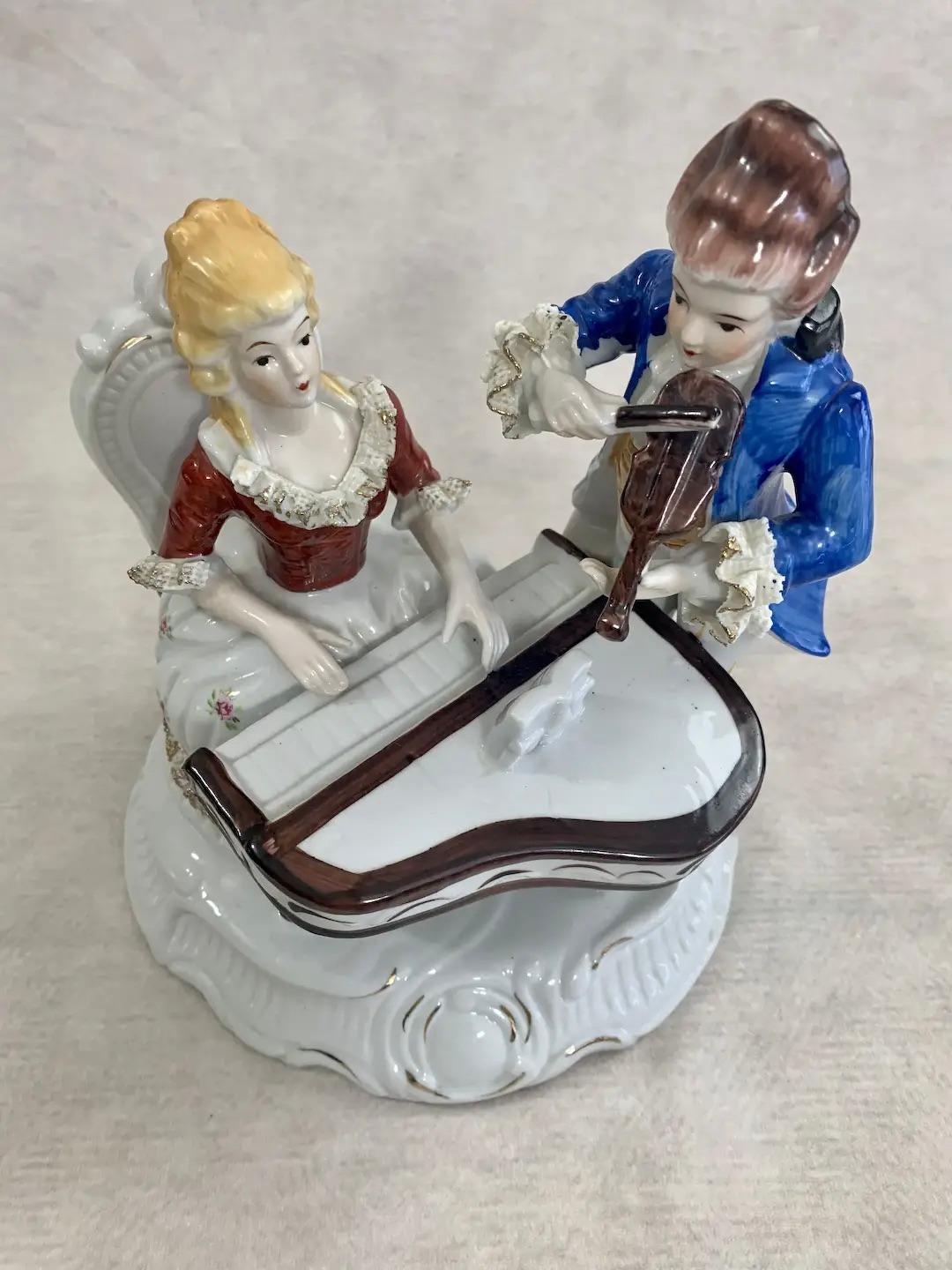 Victorian “The Romantic Duet” Porcelain Figurine For Sale