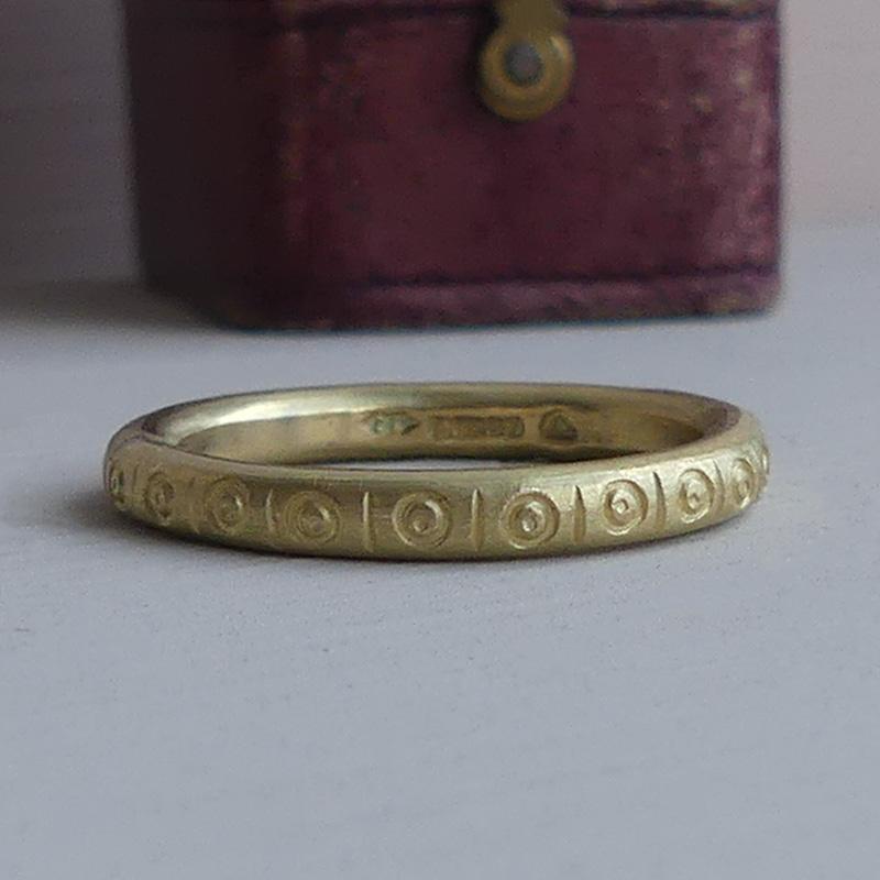 Artisan The Romy Ethical Wedding Band 18ct Fairmined Gold Hand-stamped For Sale