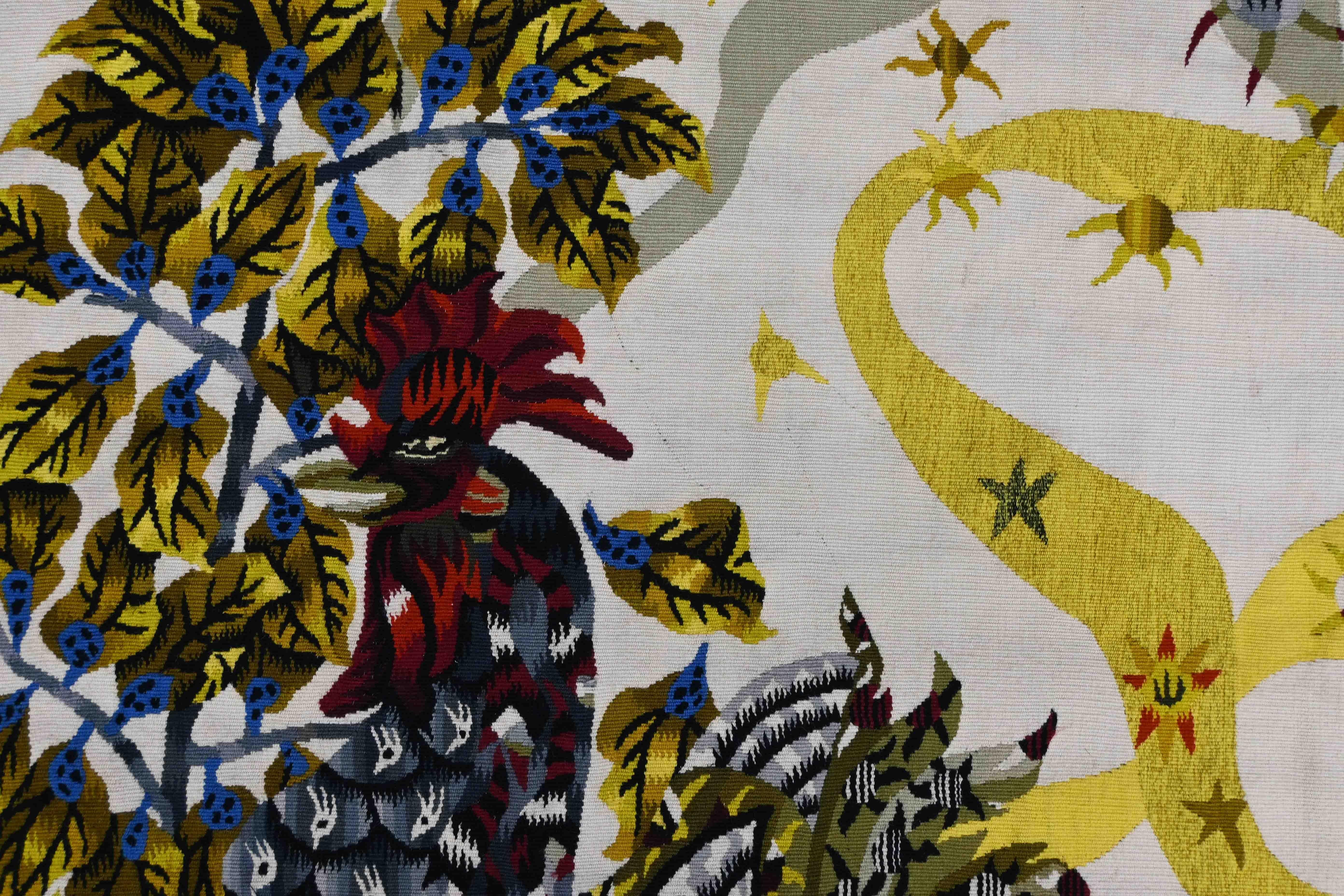 Die Hähne von Jean Lurçat - Wandteppich von Aubusson, Pinton Frères Workshop - N 1575 im Angebot 3