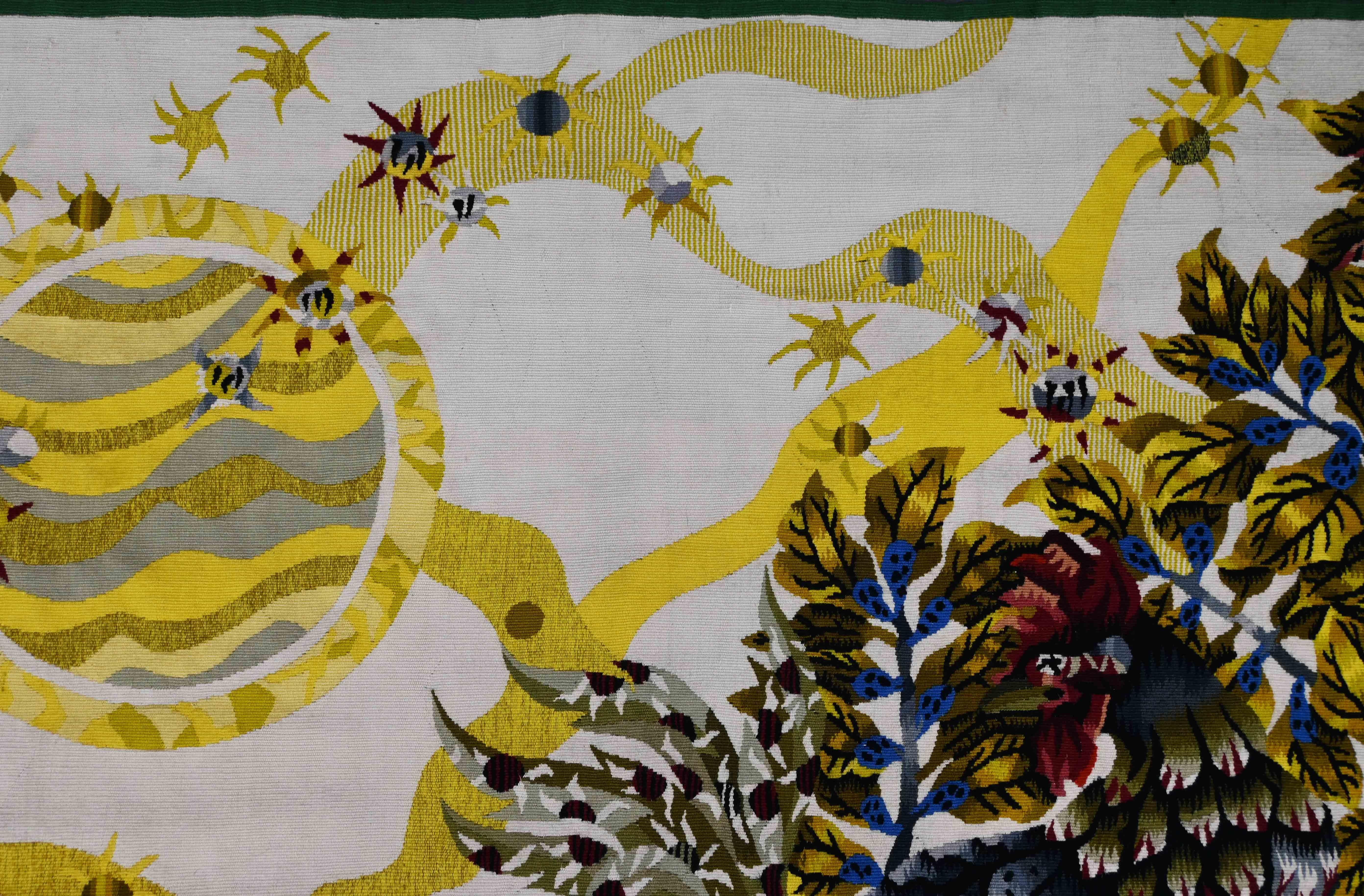 Die Hähne von Jean Lurçat - Wandteppich von Aubusson, Pinton Frères Workshop - N 1575 (Handgewebt) im Angebot