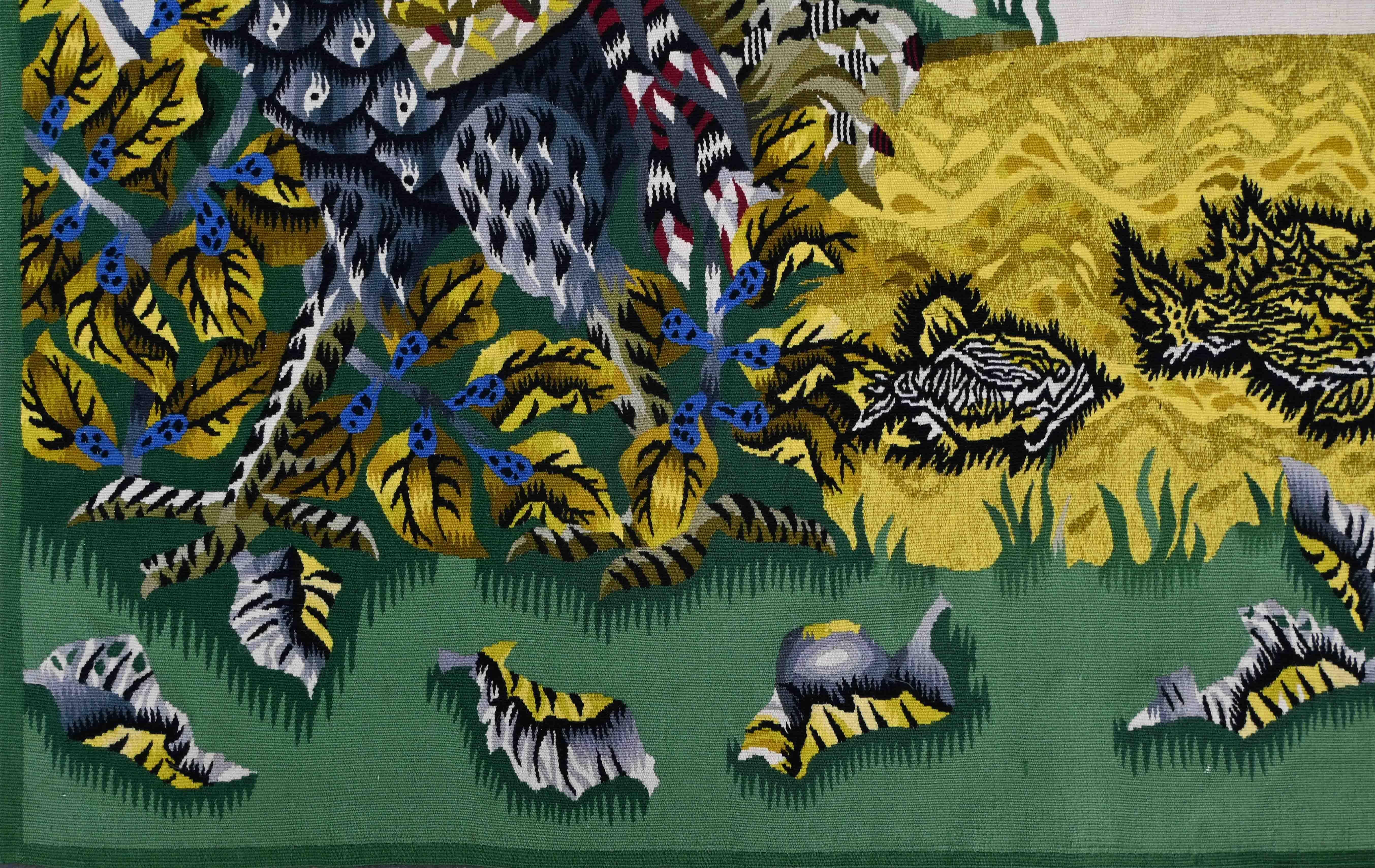 Die Hähne von Jean Lurçat - Wandteppich von Aubusson, Pinton Frères Workshop - N 1575 (Wolle) im Angebot