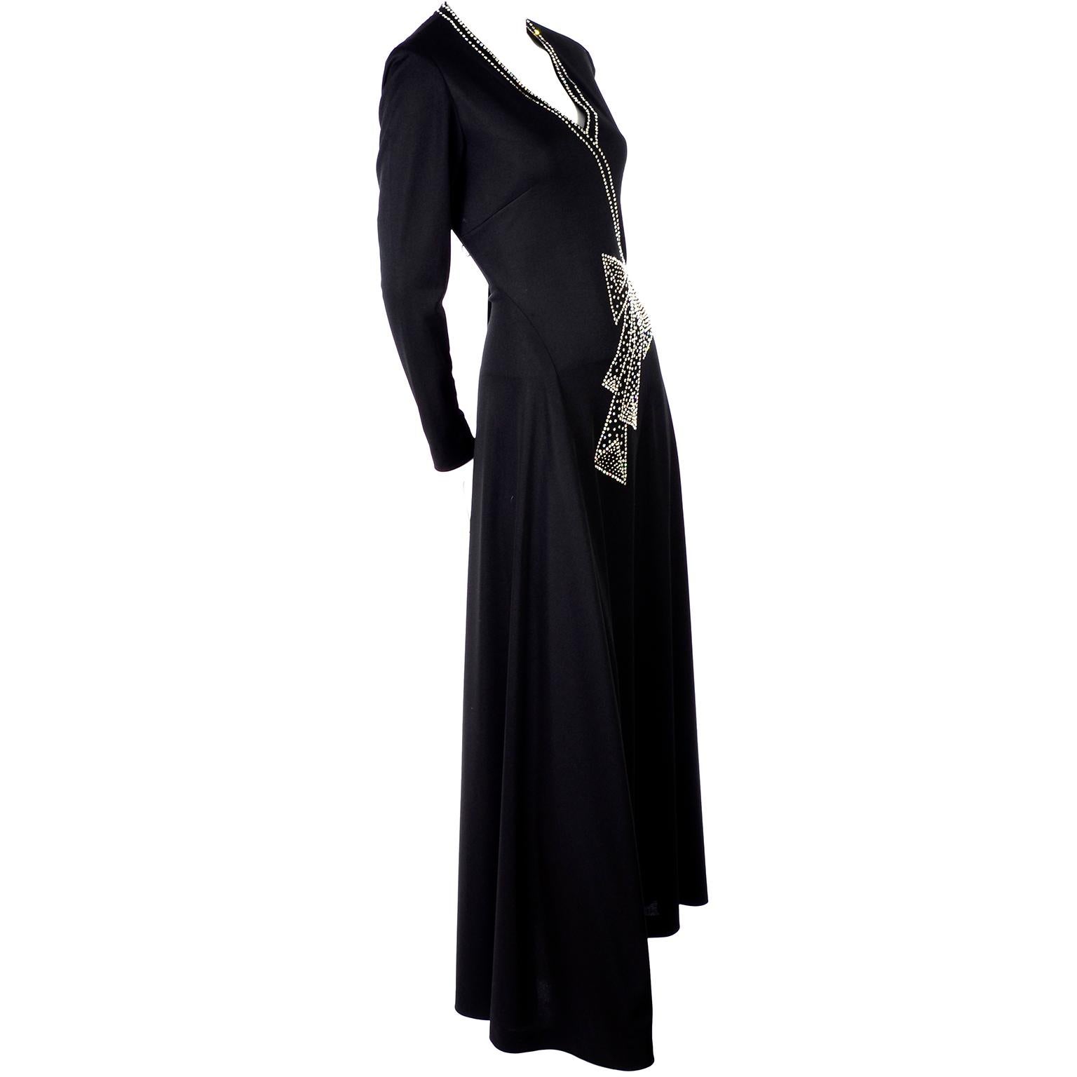 Rosalee 1960er Jahre Brooklyn Boutique Vintage schwarzes Kleid Trompe L'oeil Strass Schleife im Zustand „Hervorragend“ in Portland, OR