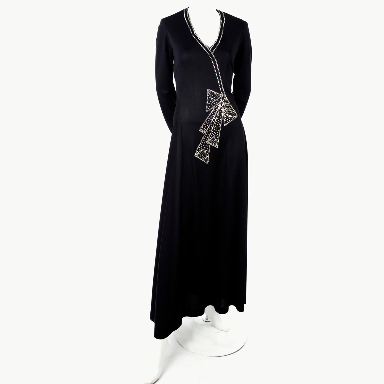 Rosalee 1960er Jahre Brooklyn Boutique Vintage schwarzes Kleid Trompe L'oeil Strass Schleife Damen