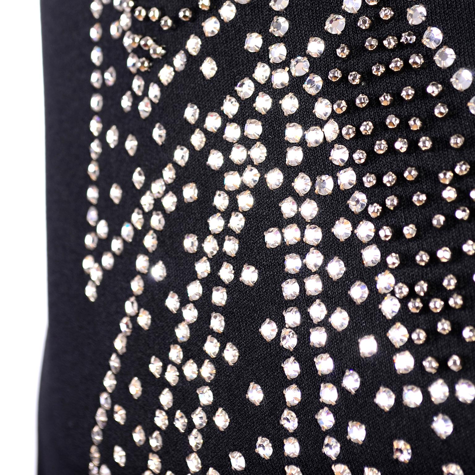 Rosalee 1960er Jahre Brooklyn Boutique Vintage schwarzes Kleid Trompe L'oeil Strass Schleife 1