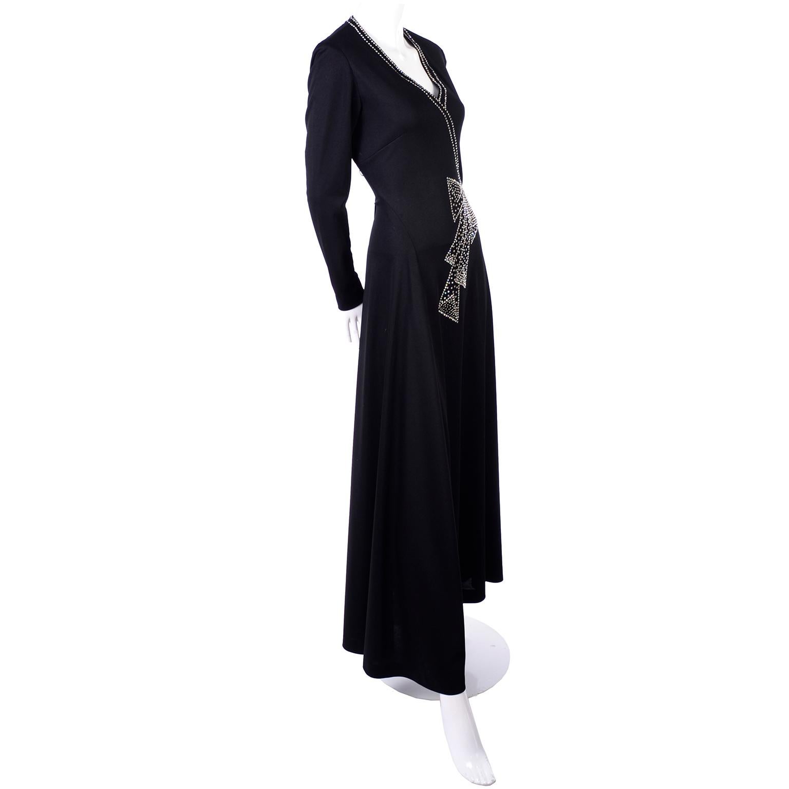 Rosalee 1960s Brooklyn Boutique Vintage Black Dress Trompe L'oeil Rhinestone Bow 1