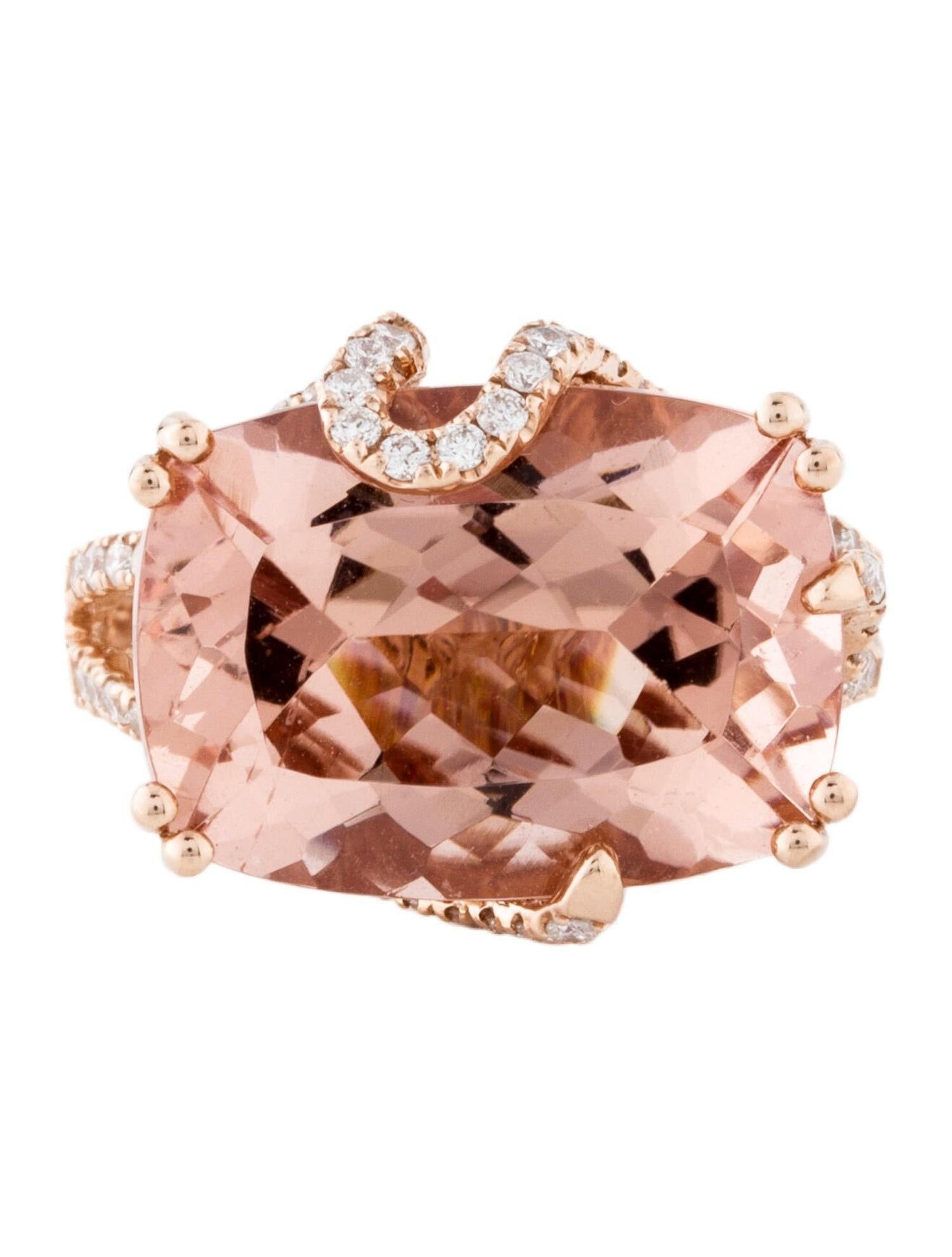 Contemporary The Rose Gold 12.3 Ct Cushion Morganite Diamond Cocktail Ring For Sale