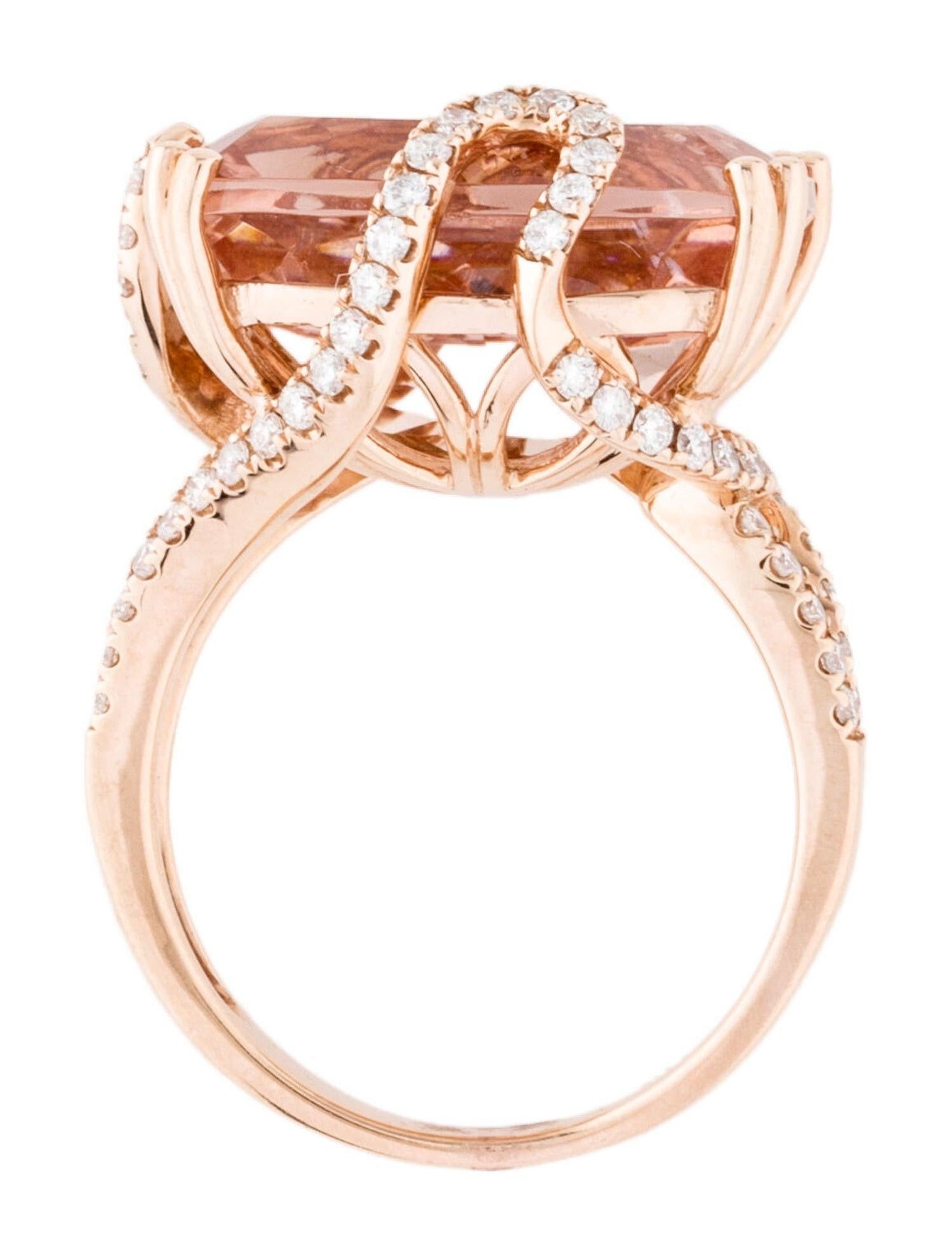 The Rose Gold 12.3 Ct Cushion Morganite Diamond Cocktail Ring In New Condition For Sale In New York, NY