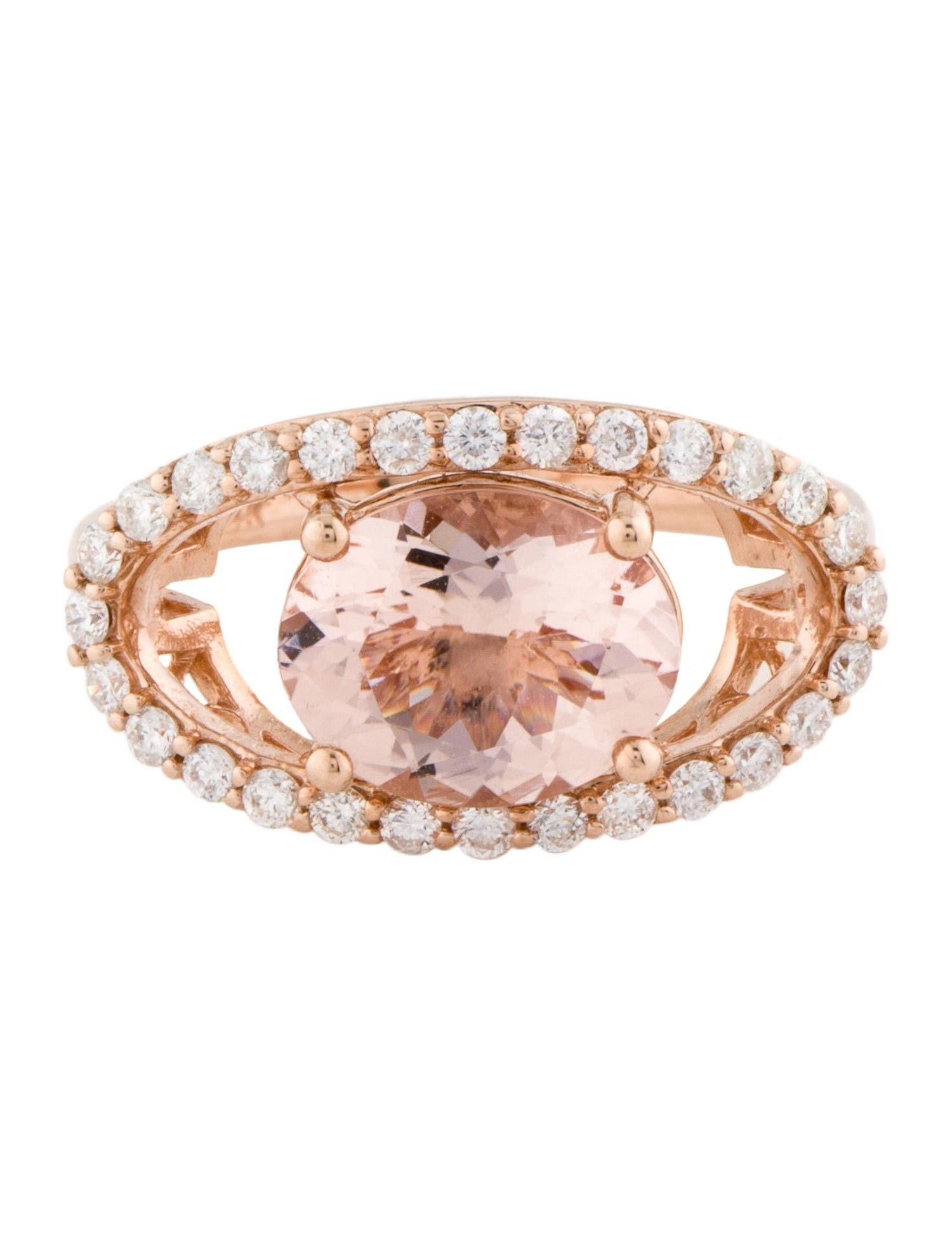 Oval Cut Rose Gold 2.3 Morganite and Diamond Infinity West Facing Ring For Sale