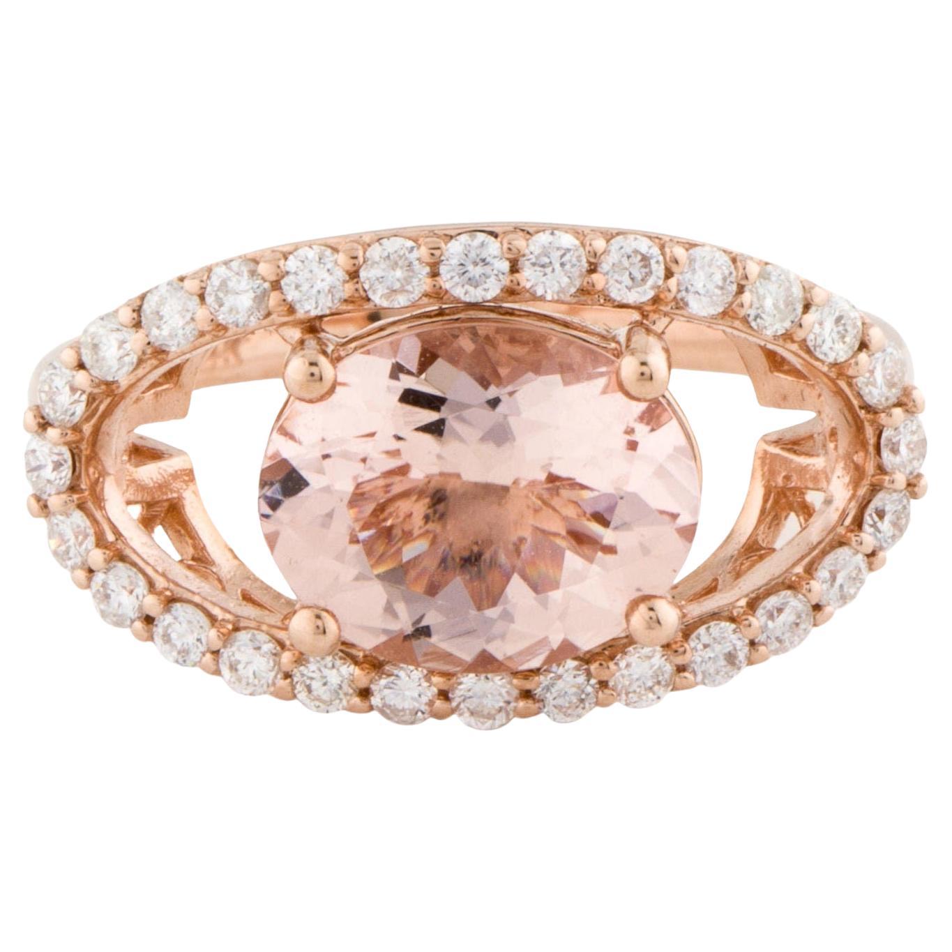 Bague tournée vers l'Ouest en or rose 2.3 Morganite et diamant Infinity