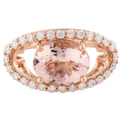 Bague tournée vers l'Ouest en or rose 2.3 Morganite et diamant Infinity