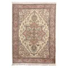 The Rosé Heriz Crown: A Vintage Turkish Sivas Masterpiece in Timeless Elegance