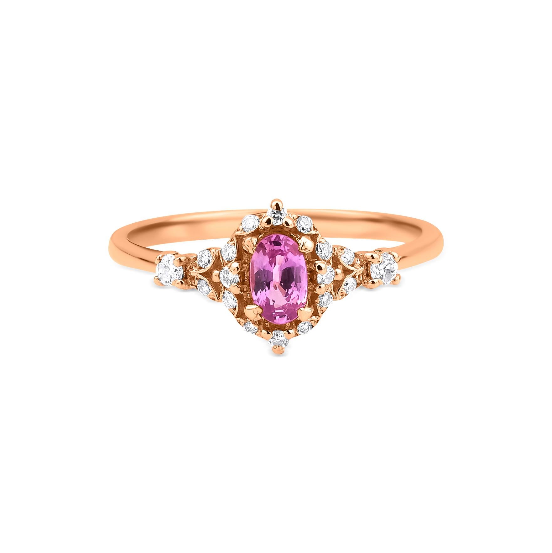 Anello di fidanzamento con zaffiro rosa e diamante The Rose Pink Diamond