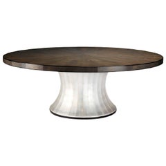 Davidson's Modern, Circular "Rosebery" Dining Table, in Sycamore Black Timber
