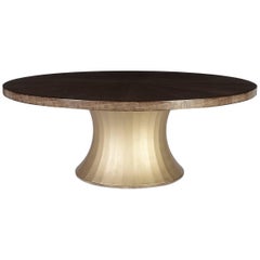 Davidson's Modern, Circular Rosebery Dining Table in Sycamore Dusk and Gold Leaf