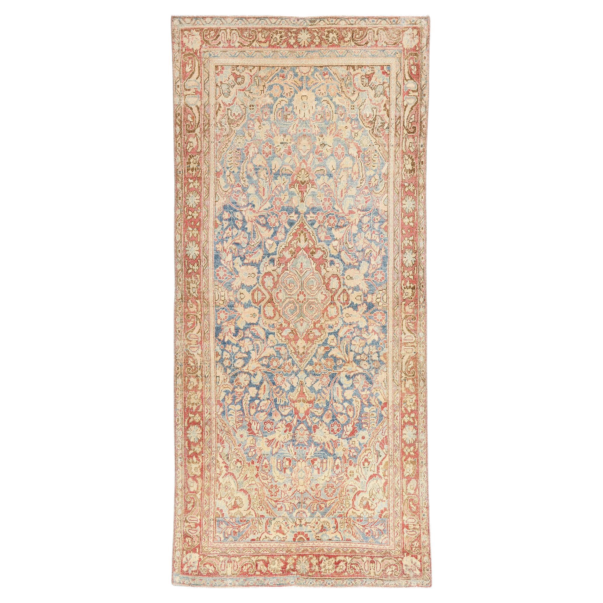 The Rosewater Emblem: An Antique Persian Mahal Masterpiece of Botanical Nobility For Sale