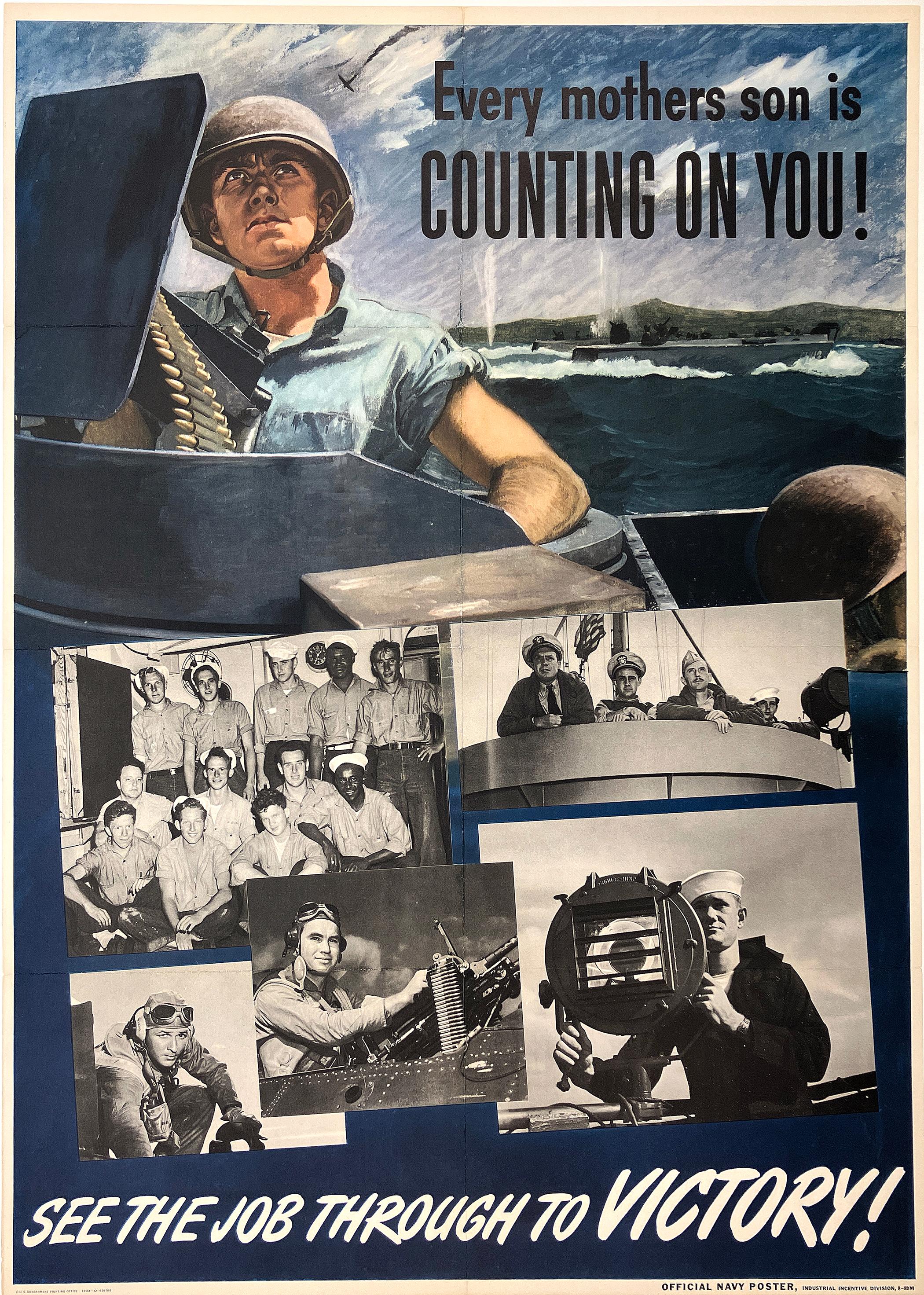 Original Vintage WWII Every Mothers Son Is Counting On You Poster 1944 - Print by The Ross Art Group