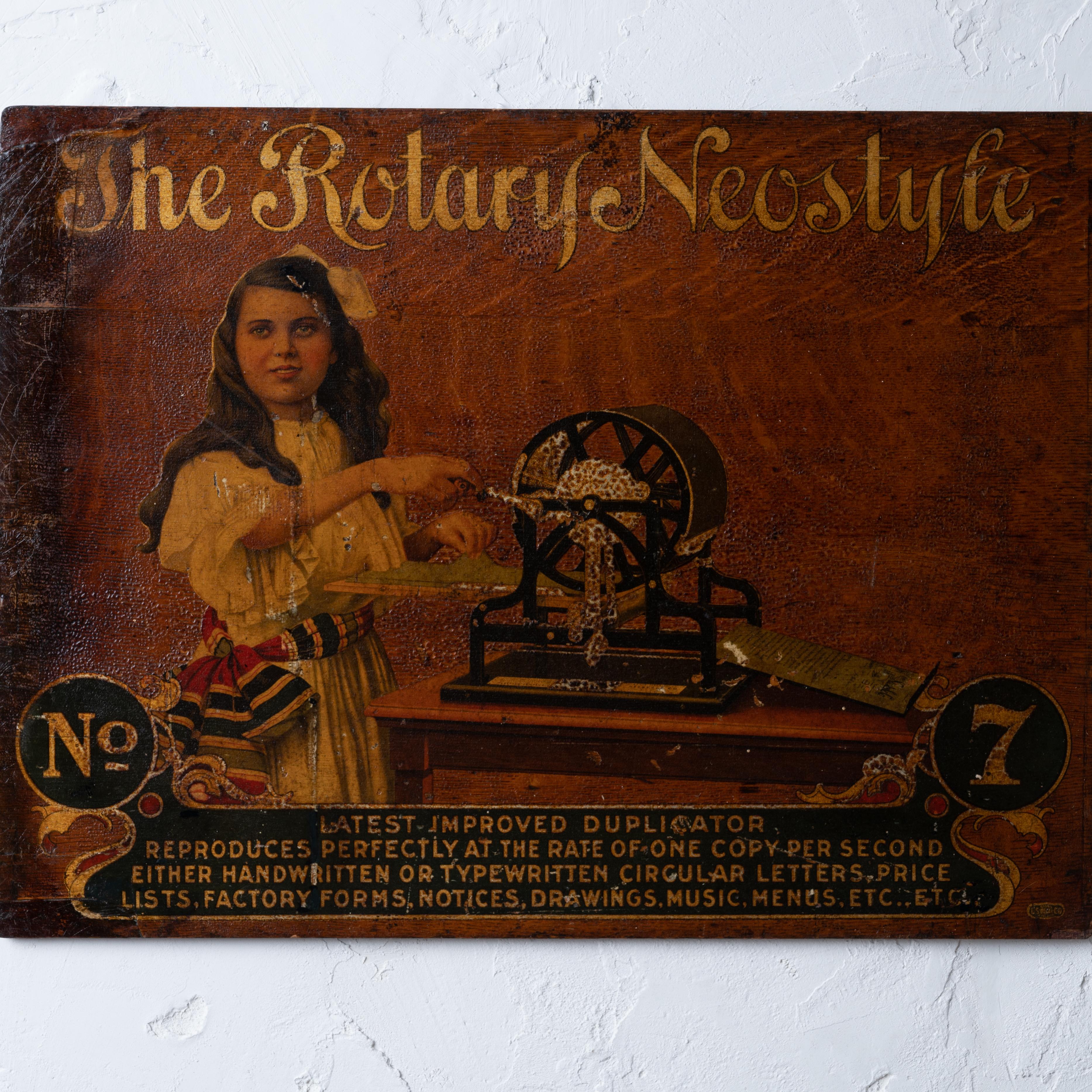 Other The Rotary Neostyle Advertising Sign, 1890s For Sale