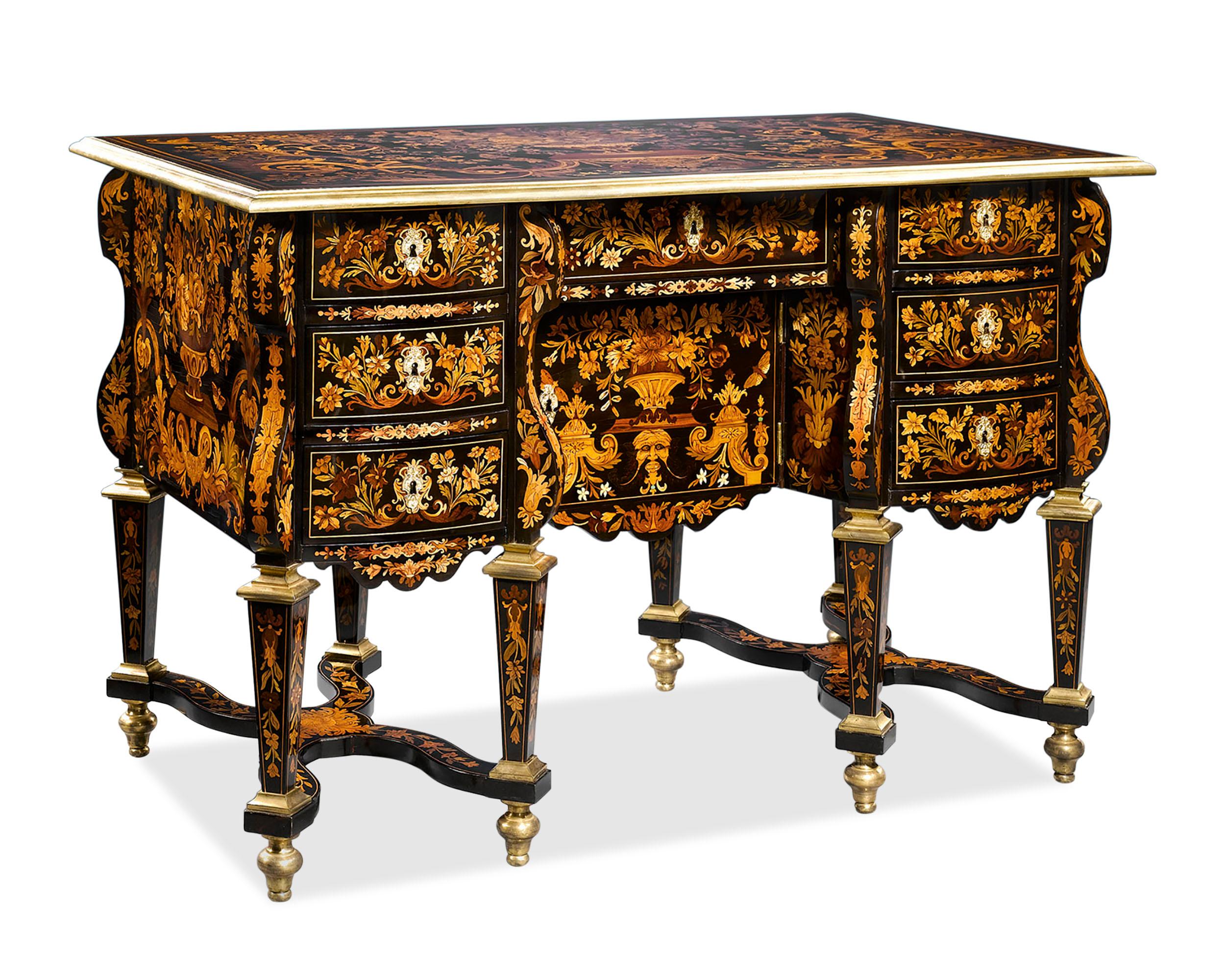 This masterfully crafted knee-hole desk, or bureau Mazarin, is attributed to Pierre Golle, one of the finest and most important French cabinetmakers of his age. It was once part of the famed Rothschild collection at Mentmore, which is said to have