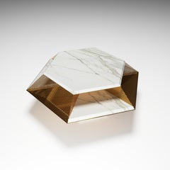 "The Rough Diamond" Center Table ft. Calacatta Marble and Brass