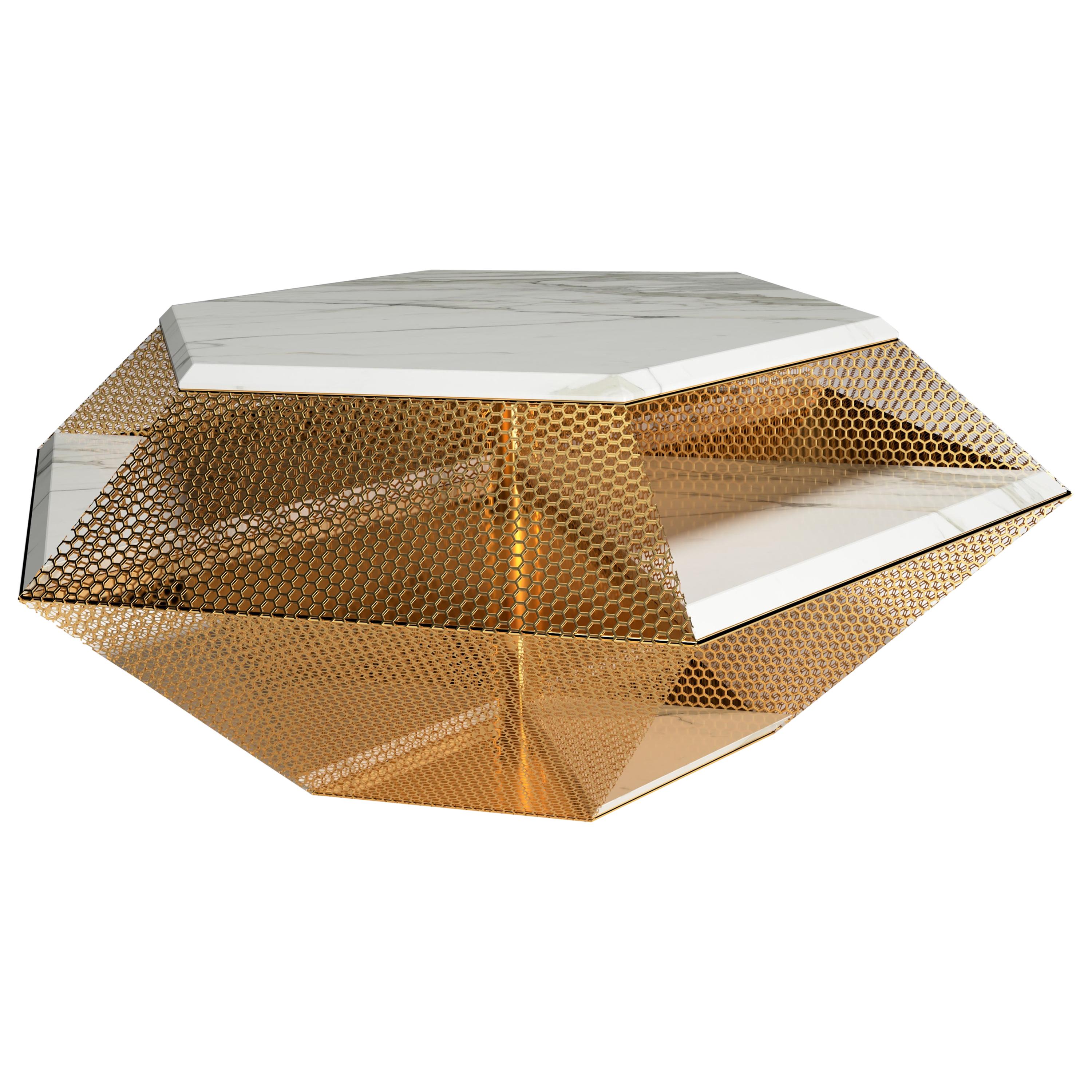 "The Rough Diamond" Center Table ft. Calacatta Marble and Brass