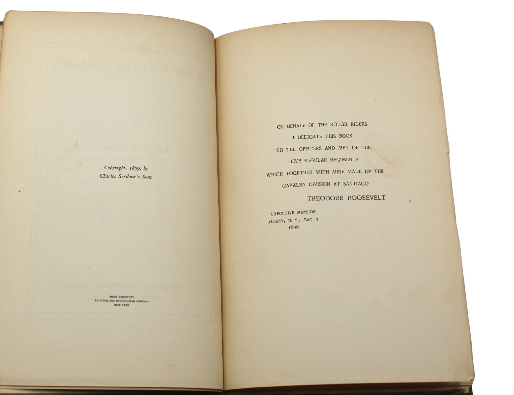 Fabric The Rough Riders by Theodore Roosevelt, First Edition, in Original Boards, 1899 For Sale