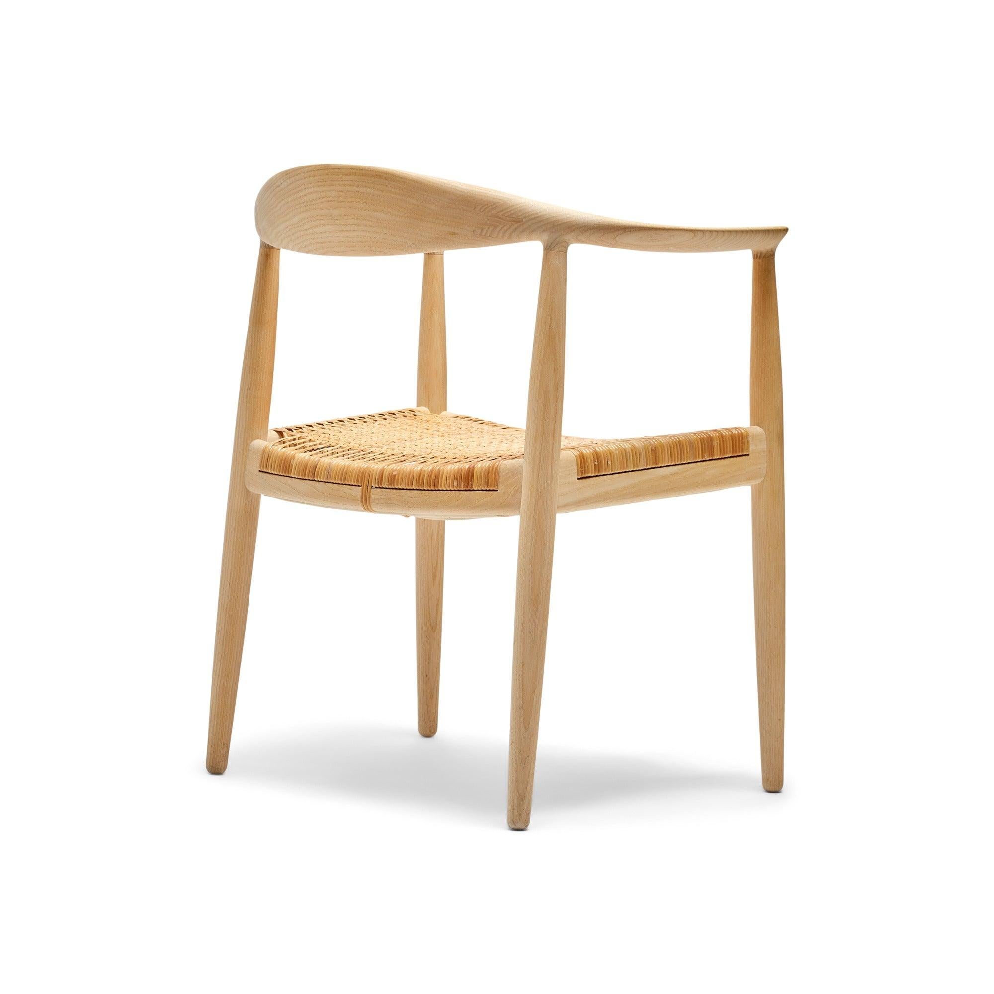The Round Chair en frêne massif avec sièges en rotin par Hans J. Wegner pour PP Møbler, 1949 Excellent état - En vente à Sagaponack, NY