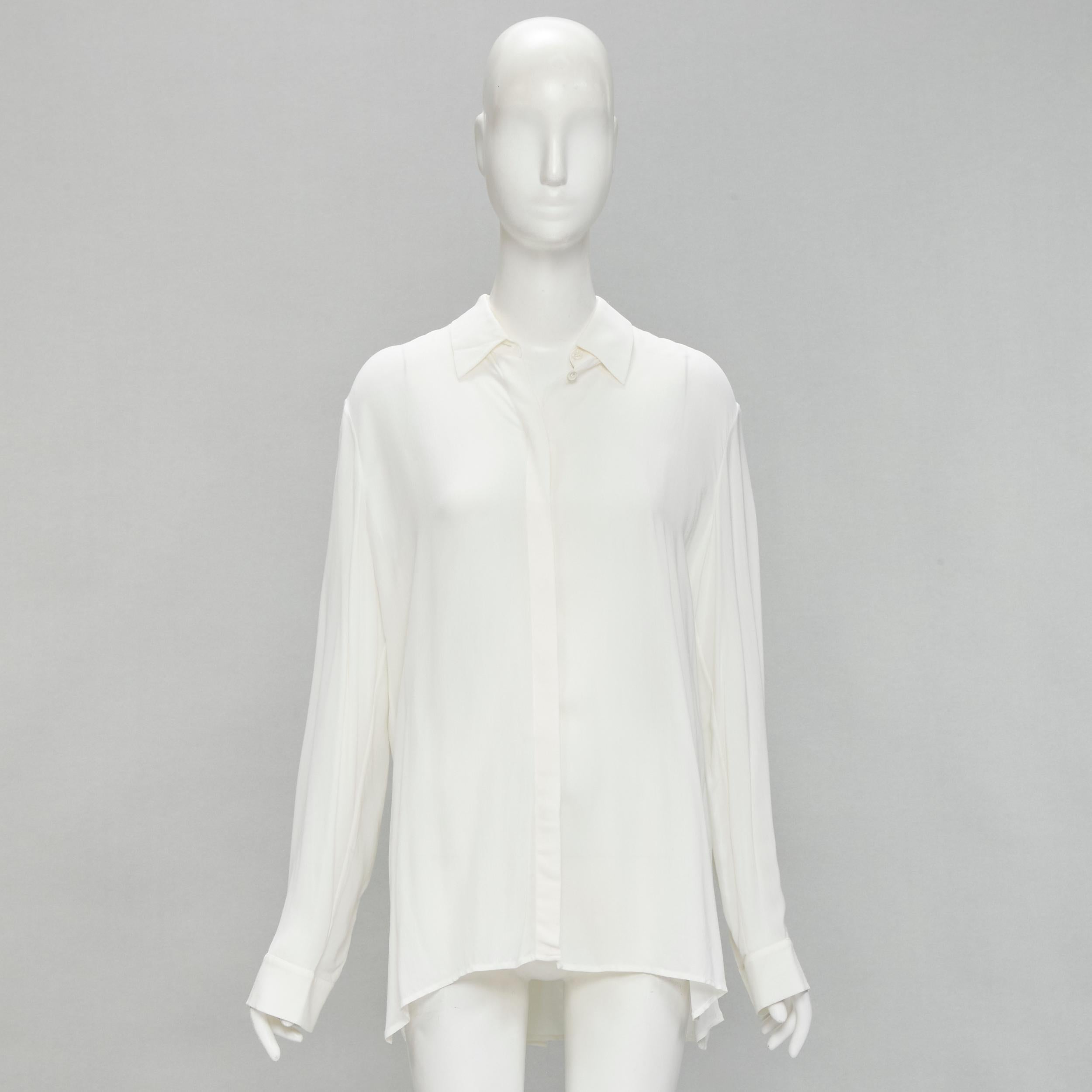THE ROW 100% viscose white relaxed fit pleated back minimalist shirt S For Sale 4