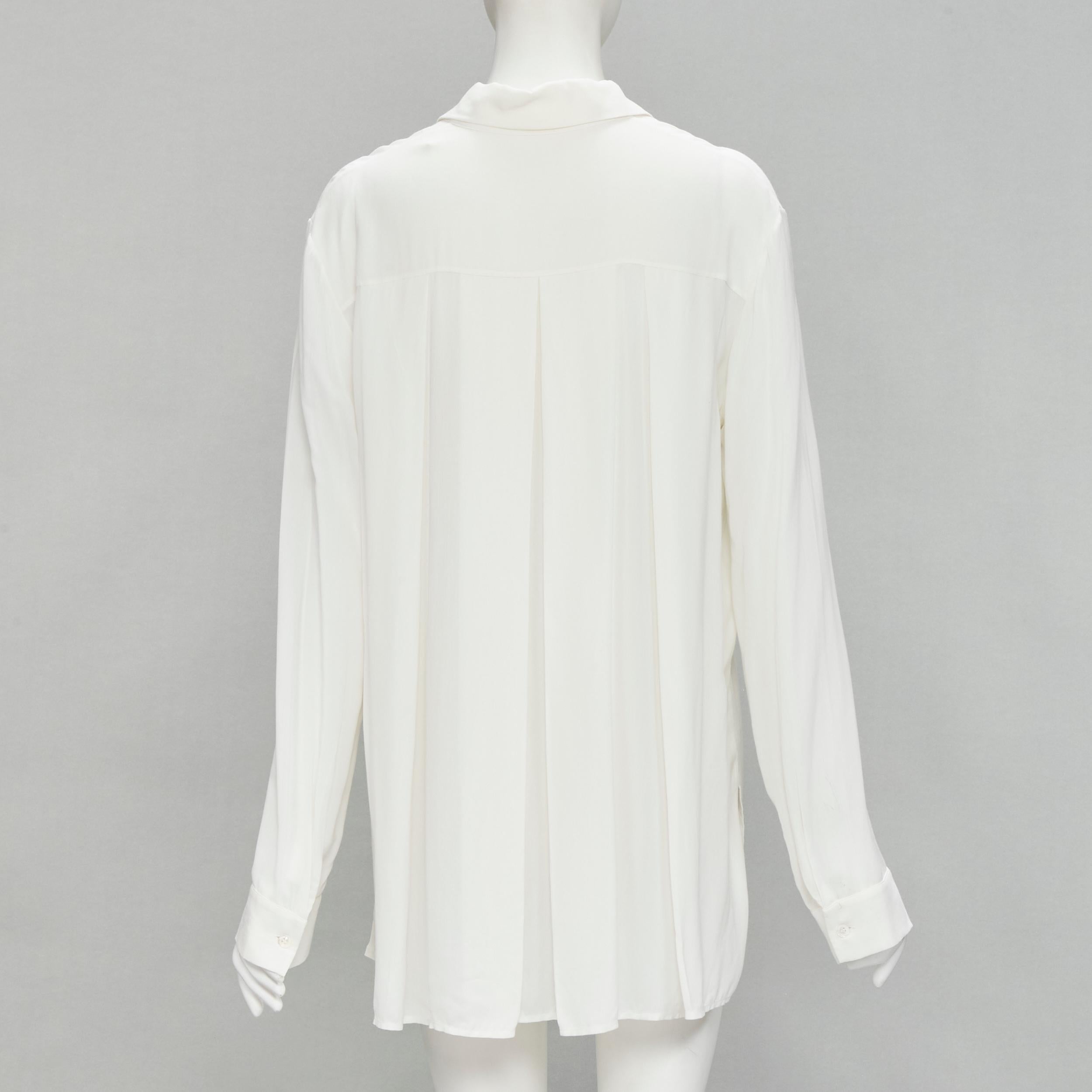 THE ROW 100% viscose white relaxed fit pleated back minimalist shirt S In Excellent Condition For Sale In Hong Kong, NT