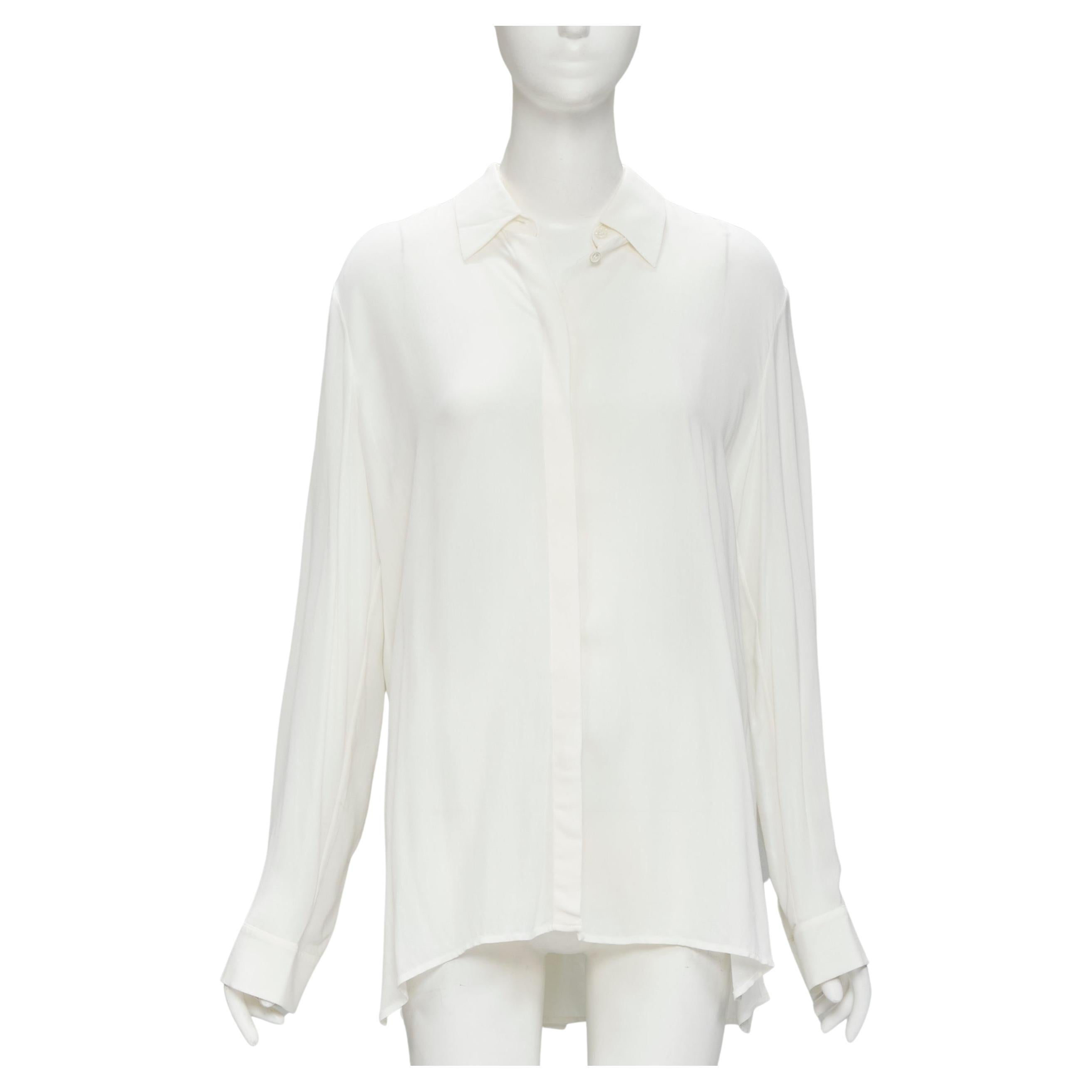 THE ROW 100% viscose white relaxed fit pleated back minimalist shirt S For Sale