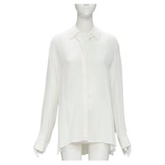 100% Viskose Weißes, entspanntes, plissiertes, minimalistisches Hemd S