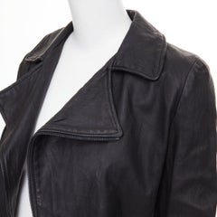 THE ROW 2017 black crinkled lambskin leather minimal biker jacketl XS