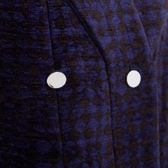 The Row 2018 – Zweireihiger Mantel aus strukturiertem Samt in Schwarz und Blau, Größe US 2 S