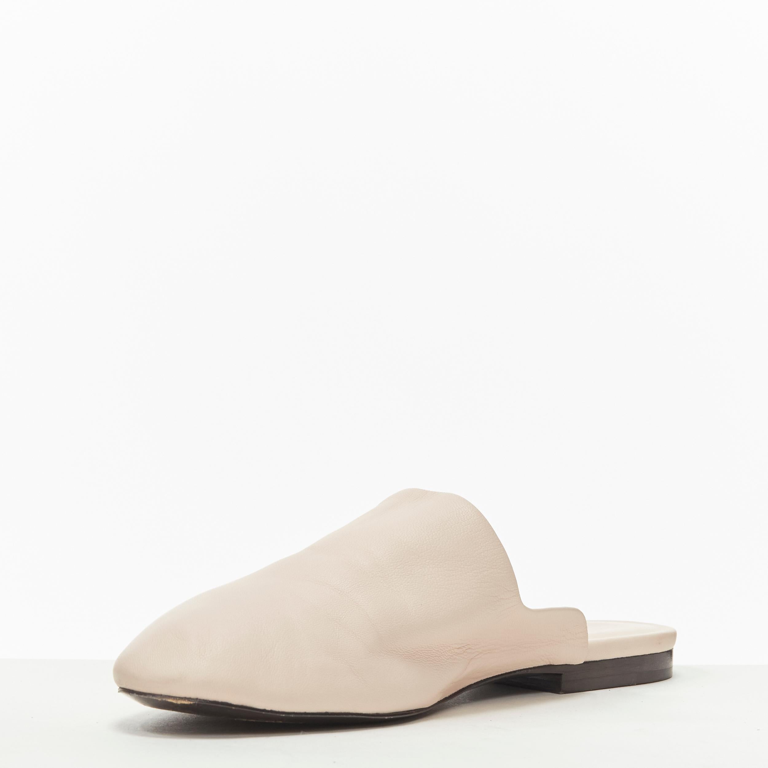 THE ROW 2019  light beige soft leather minimal slip on mule slippers EU37 In Good Condition In Hong Kong, NT