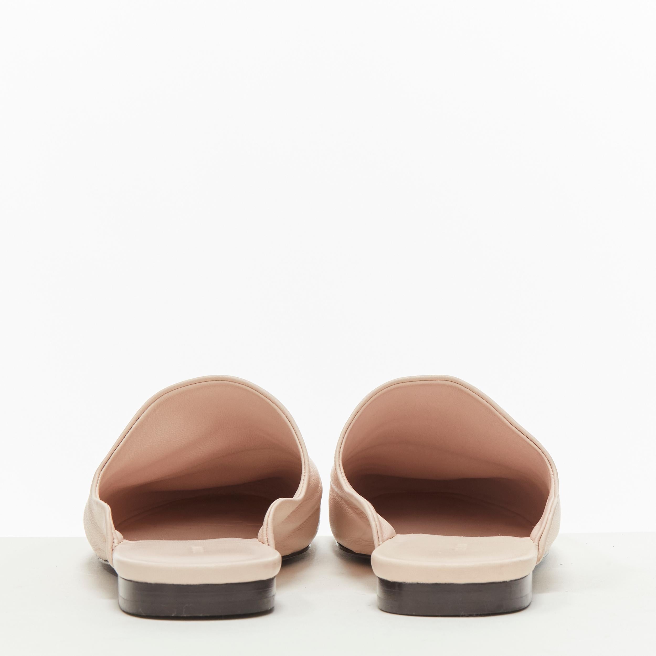 Women's THE ROW 2019  light beige soft leather minimal slip on mule slippers EU37