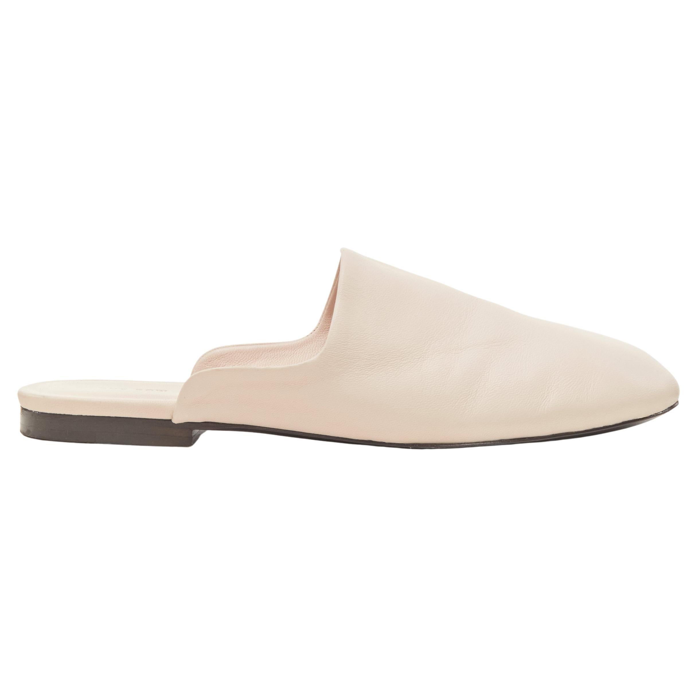 THE ROW 2019  light beige soft leather minimal slip on mule slippers EU37