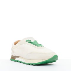 THE ROW 2022 Owen ivory beige green mesh suede panelled running sneakers EU37.5