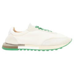 THE ROW 2022 Owen ivory beige green mesh suede panelled running sneakers EU37.5