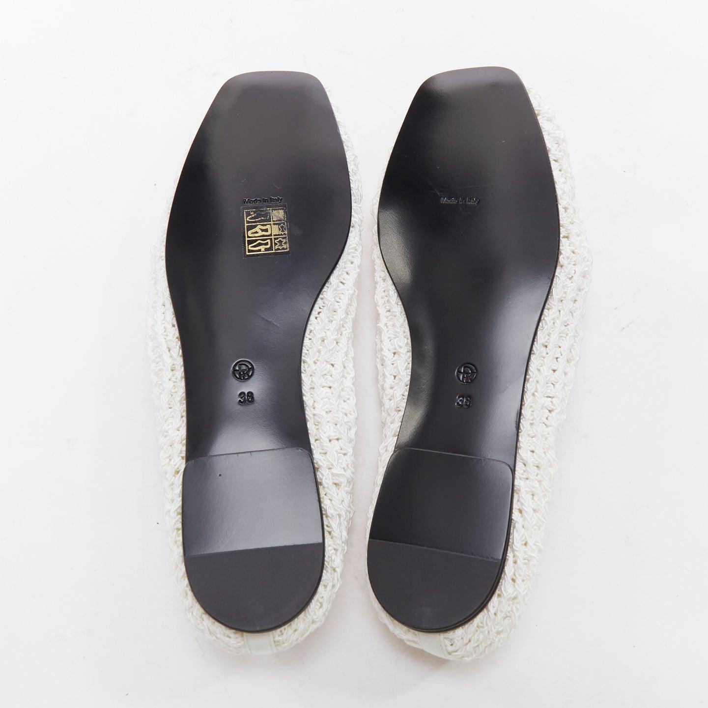 THE ROW 2024 Ballet white crochet fabric trimmed flat shoes EU38 For Sale 6