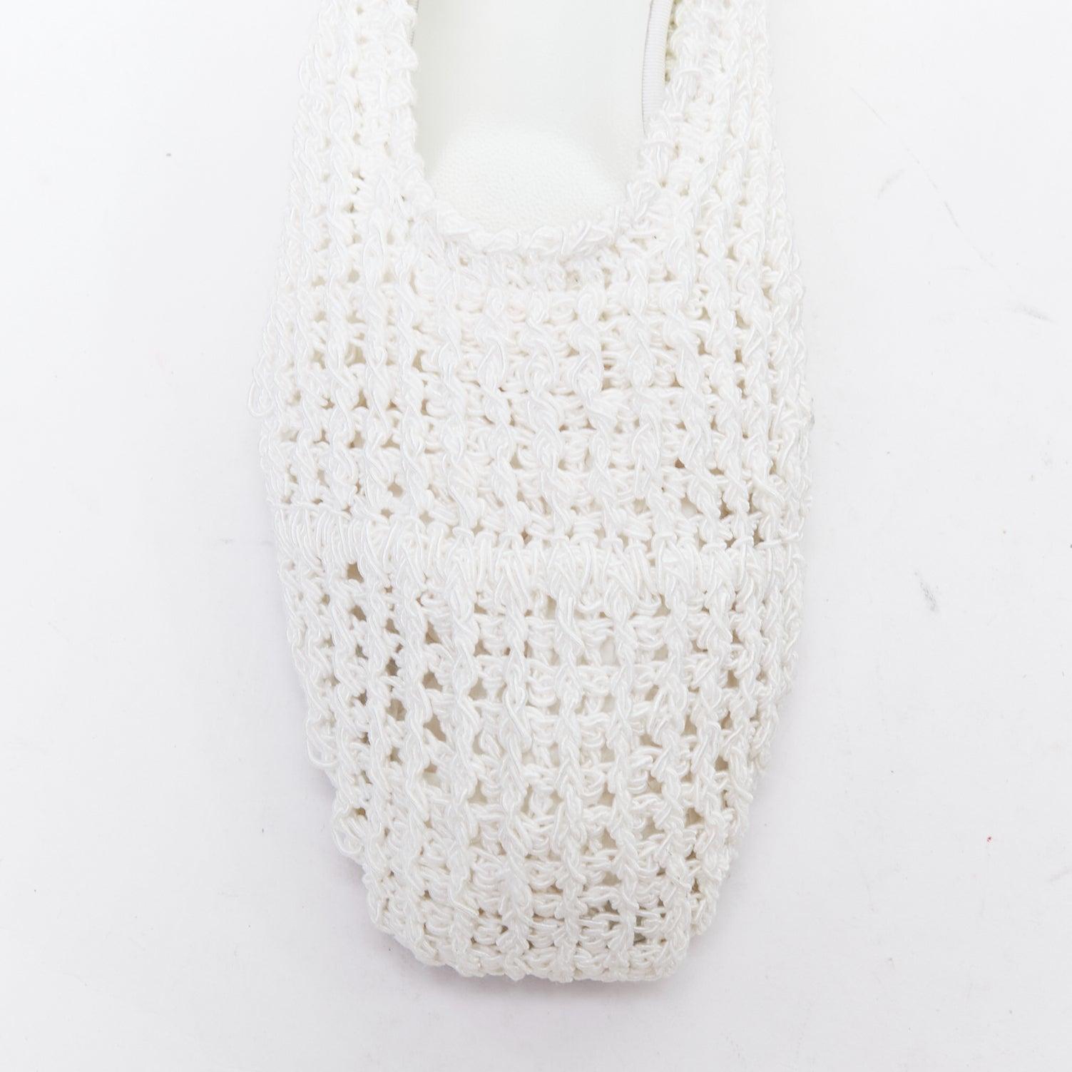 THE ROW 2024 Ballet white crochet fabric trimmed flat shoes EU38 For Sale 1