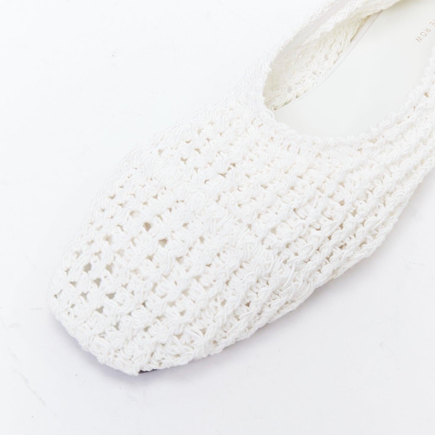 THE ROW 2024 Ballet white crochet fabric trimmed flat shoes EU38 For Sale 2