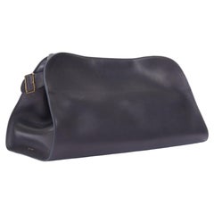 THE ROW 2024 Margaux East West Clutch black saddle leather handbag