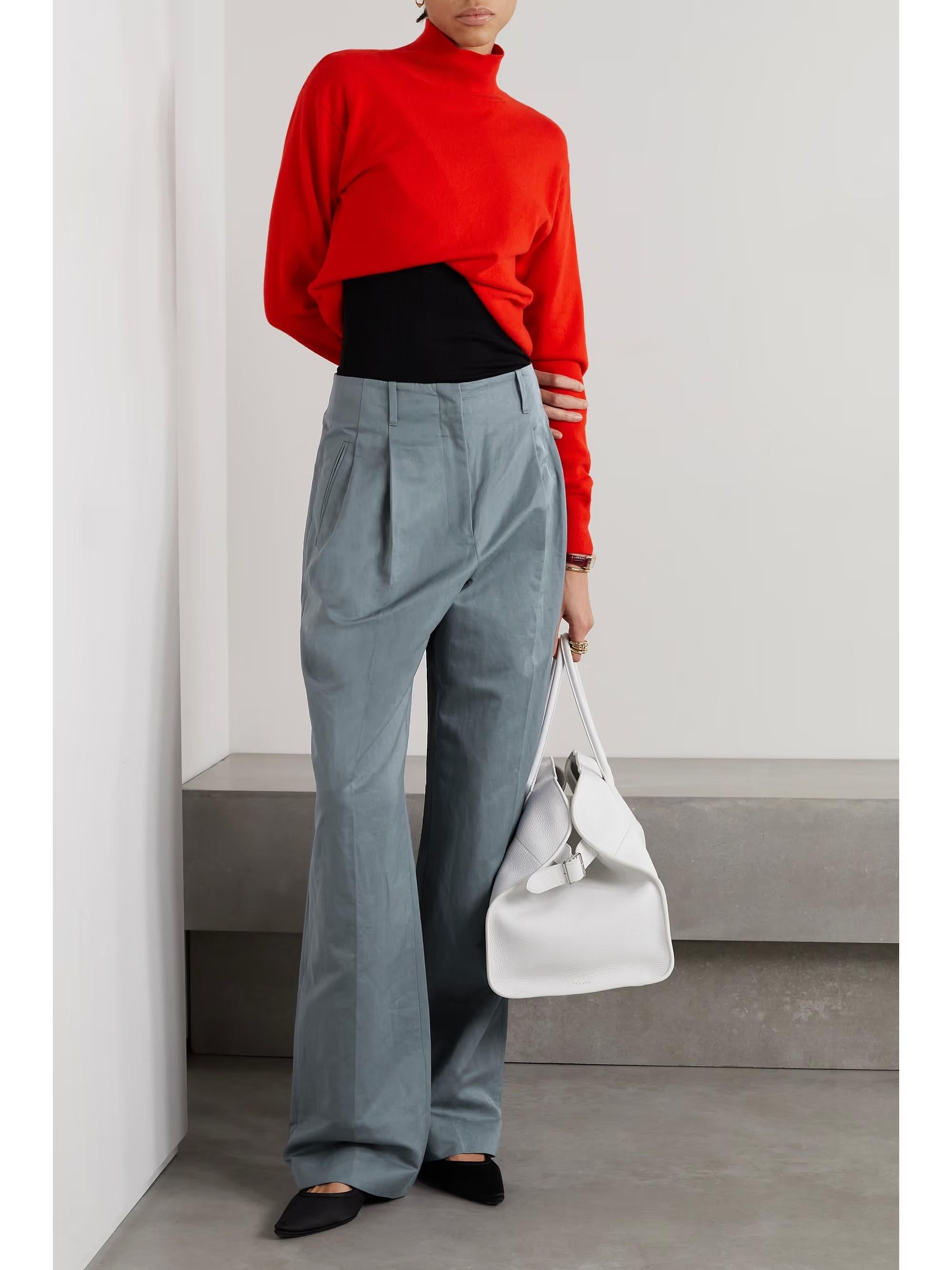 THE ROW Azul ancla gris algodón 2023 GAUGIN PLEATED Pantalones 2 XS en venta 1