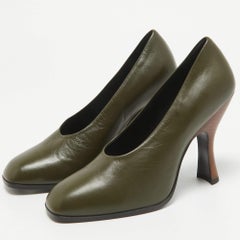 The Row Army Green Leather Jade Pumps Size 36