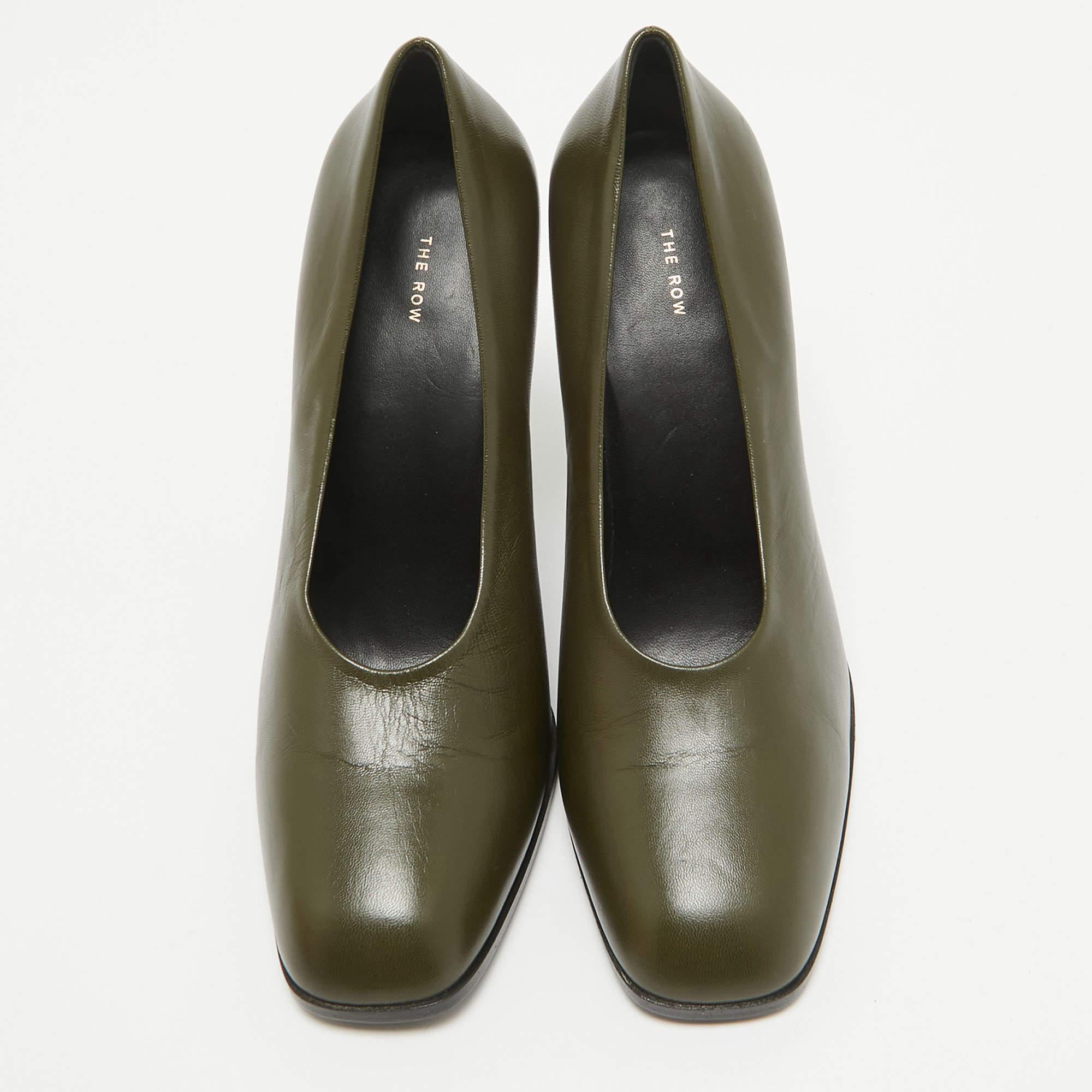 Black The Row Army Green Leather Jade Pumps Size 36 For Sale