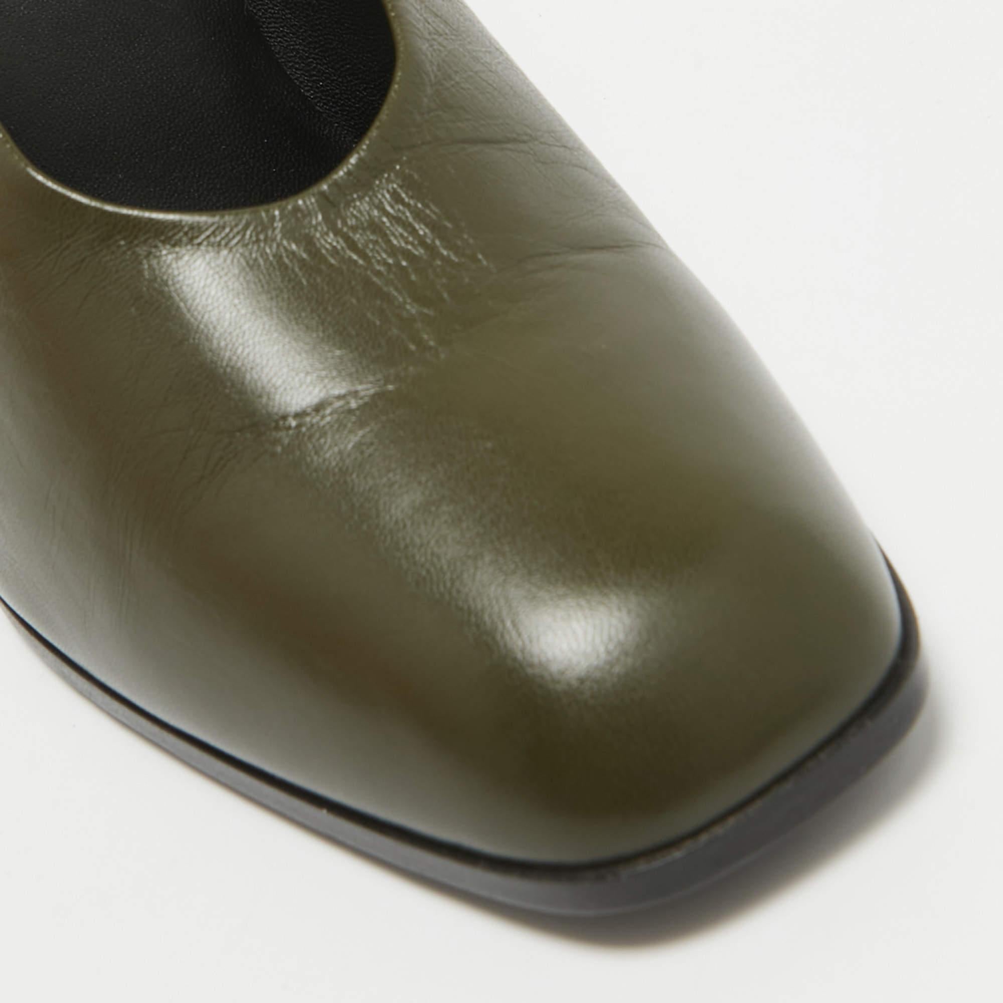 The Row Army Green Leather Jade Pumps Size 36 For Sale 2
